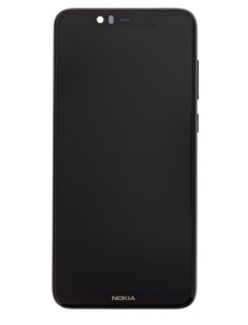 Touch Unit + LCD-display + Front Cover Nokia 5.1 Plus - Svart (Service Pack)