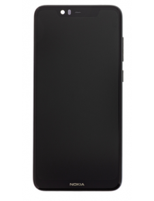 Touch Unit + LCD-display + Front Cover Nokia 5.1 Plus - Svart (Service Pack)