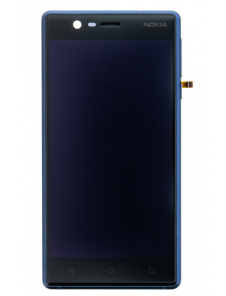 LCD-display + Touch Unit + Framsida Nokia 3 - Blå (Service Pack)