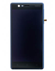 LCD-display + Touch Unit + Framsida Nokia 3 - Blå (Service Pack)