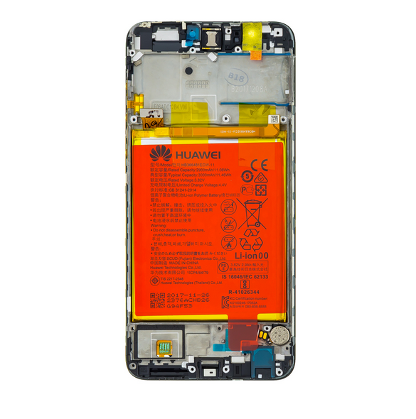 LCD-display + Touch Unit + Framsida Huawei P Smart - Svart (Service Pack)