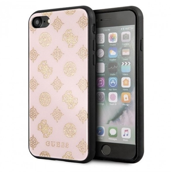 Guess hårt fodral Peony G Double Layer Glitter GUHCI8TGGPLP iPhone 7/8 - Rosa