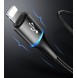 Baseus Halo 3in1 USB - micro USB / Lightning / USB Typ C-kabel 3,5A 1,2m inbyggd LED-ljus - Svart (CAMLT-HA01)