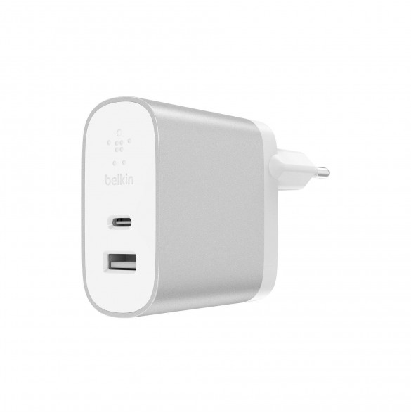 Belkin 27 W + 12W USB-C/A F7U061vf - Dual Home Charger - Silver
