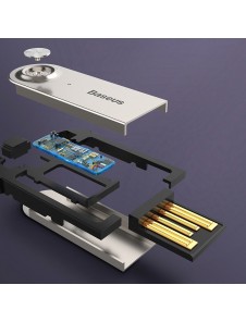 Baseus BA01 USB Wireless Bluetooth 5.0 AUX adapter jack kabel - Svart