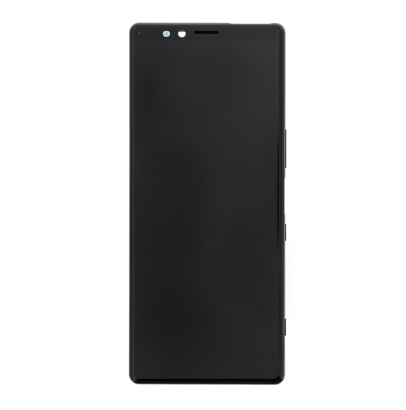 LCD-skärm + pekdon + främre skal Sony Xperia 1 - Svart (Service Pack)