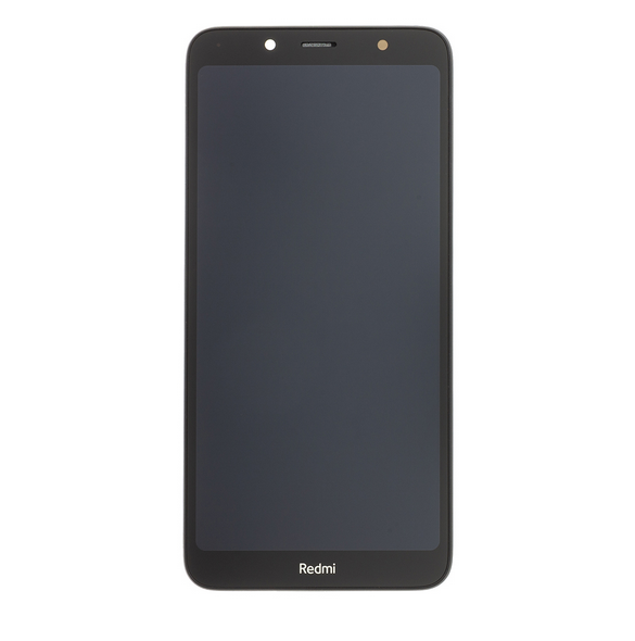 LCD-skärm + beröringsenhet + framsida för Xiaomi Redmi 7A - Svart (Service Pack)