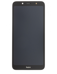 LCD-skärm + beröringsenhet + framsida för Xiaomi Redmi 7A - Svart (Service Pack)