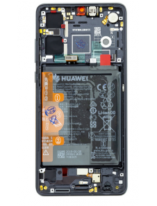 LCD-display + Touch Unit + Framsida + Battery Huawei P30 - Svart