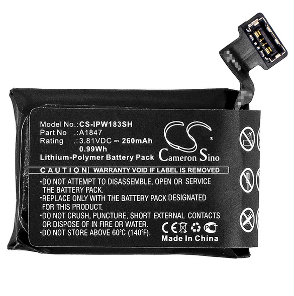 Batteri 260mAh Li-Pol för Apple Watch Series 3 38mm A1860 CS-IPW183SH