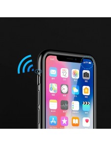 JollyFX Full Magnetisk Fodral Full Body Front och Back Cover + härdat glas för iPhone XS Max - Svart-transparent
