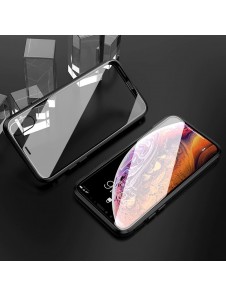 JollyFX Full Magnetisk Fodral Full Body Front och Back Cover + härdat glas för iPhone XS Max - Svart-transparent