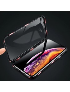 JollyFX Full Magnetisk Fodral Full Body Front och Back Cover + härdat glas för iPhone XS Max - Svart-transparent