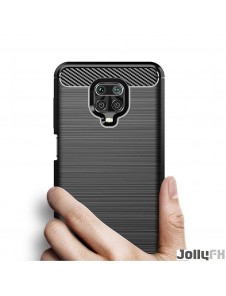JollyFX Carbon Case Flexible Cover TPU Case for Xiaomi Redmi Note 9S - Svart