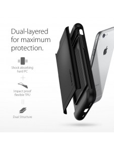 Spigen Slim Armor CS plånbok fodral iPhone 8 / iPhone 7 / iPhone SE 2020 - Svart