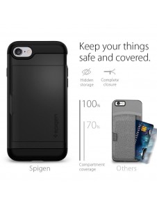 Spigen Slim Armor CS plånbok fodral iPhone 8 / iPhone 7 / iPhone SE 2020 - Svart