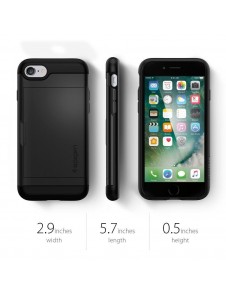 Spigen Slim Armor CS plånbok fodral iPhone 8 / iPhone 7 / iPhone SE 2020 - Svart