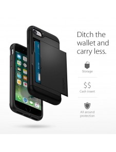 Spigen Slim Armor CS plånbok fodral iPhone 8 / iPhone 7 / iPhone SE 2020 - Svart