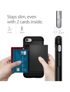 Spigen Slim Armor CS plånbok fodral iPhone 8 / iPhone 7 / iPhone SE 2020 - Svart