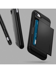 Spigen Slim Armor CS plånbok fodral iPhone 8 / iPhone 7 / iPhone SE 2020 - Svart