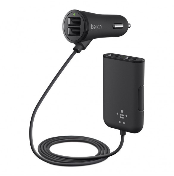 Belkin Road Rockstar 4 Port Car Charger 7.2A 1.8M - Svart