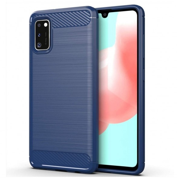 JollyFX Carbon Case Flexible Cover TPU Case for Samsung Galaxy A41 - Blå