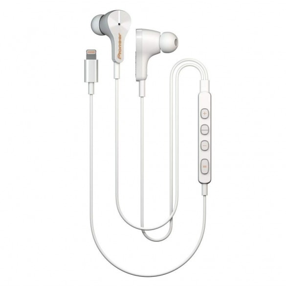 Pioneer Rayz SE-LTC3R-W Lightning-Powered Noise Cancelling Earphones with Smart Button and Companion App - Onyx