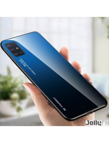 JollyFX Gradient Glass Slitstark täckning med härdat glasbaksida Samsung Galaxy A51 - Svartblå