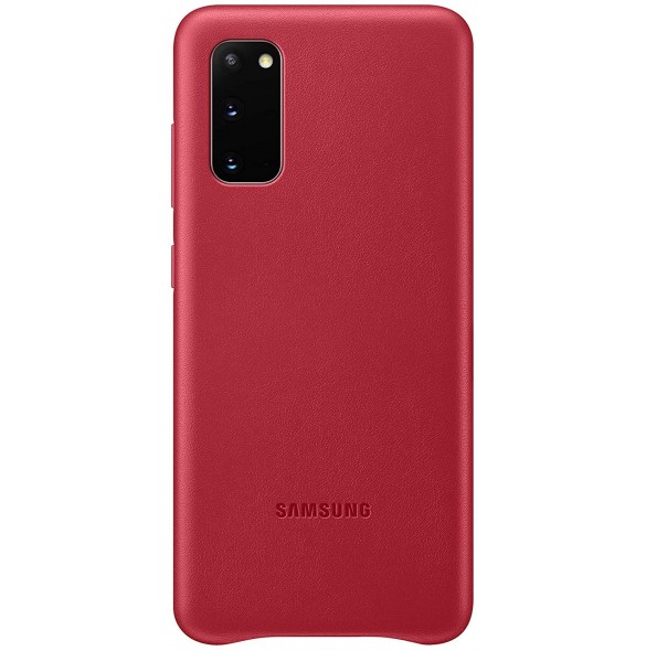 Samsung EF-VG980LREGEU läderfodral äkta läder väska till Samsung Galaxy S20 - Röd