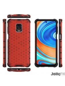 JollyFX Honeycomb Case pansarskydd med TPU-stötfångare för Xiaomi Redmi Note 9 Pro / Redmi Note 9S - Röd