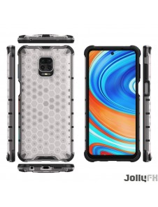 JollyFX Honeycomb Case rustning omslag med TPU Bumper till Xiaomi Redmi Note 9 Pro / redmi Note 9S - Genomskinlig