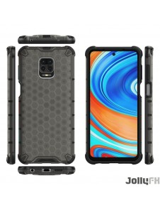 JollyFX Honeycomb Case pansarskydd med TPU-stötfångare för Xiaomi Redmi Note 9 Pro / Redmi Note 9S - Svart