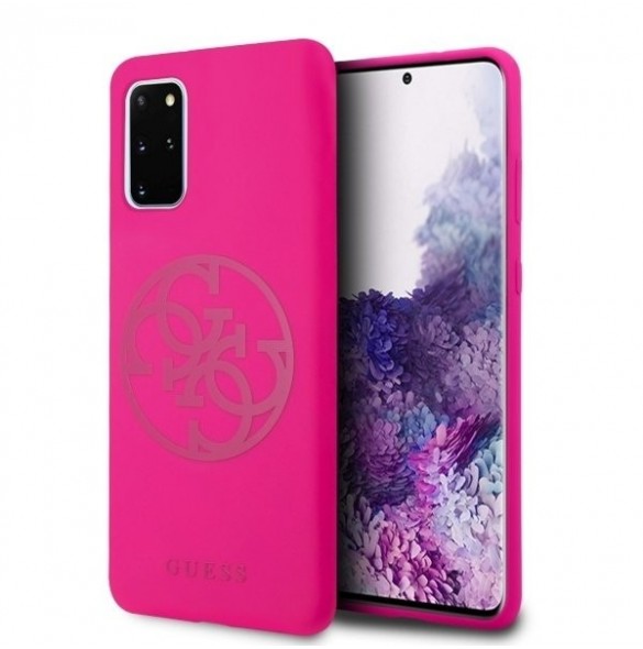 Guess GUHCS67LS4GFU hårt fodral Glitter 4G Circle Logo Guess Samsung Galaxy S20 Plus - Fuchsia