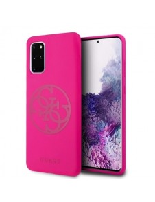 Guess GUHCS67LS4GFU hårt fodral Glitter 4G Circle Logo Guess Samsung Galaxy S20 Plus - Fuchsia