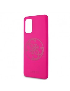 Guess GUHCS67LS4GFU hårt fodral Glitter 4G Circle Logo Guess Samsung Galaxy S20 Plus - Fuchsia