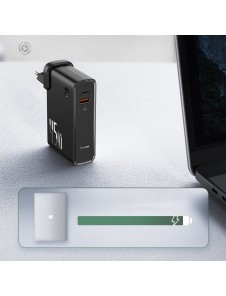 Baseus GaN powerbank 10000mAh snabbväggsladdare PPS 45W 2x USB / Typ C Quick Charge 3.0 + USB Type C 1m kabel - Vit