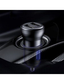 Baseus S-16 FM-sändare Bluetooth 5.0 2x USB billaddare AUX MP3 TF micro SD 3,1 A - Svart (CCTM-E01)
