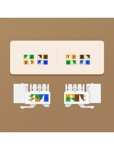 Termineringarna av 110-typ är färgkodade med både kopplingsscheman T568A och T568B