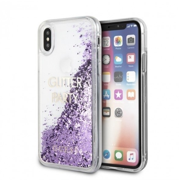 Guess hårt fodral Glitter Hearts GUHCPXGLUQPU iPhone X / XS - Purple
