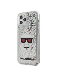 Karl Lagerfeld KLHCP12MLCGLSL iPhone 12 Pro / iPhone 12 hårt skal Liquid Glitter Choupette - Silver
