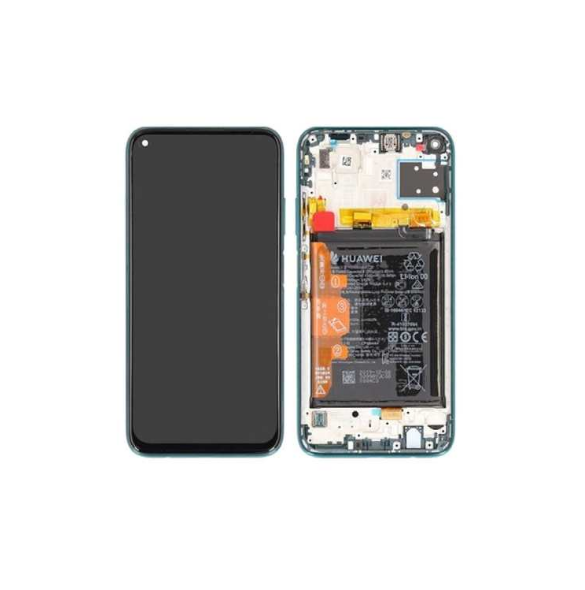 LCD-skärm + pekdon + frontskal Huawei P40 Lite - krossad grön