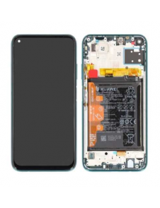 LCD-skärm + pekdon + frontskal Huawei P40 Lite - krossad grön
