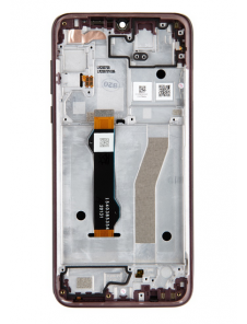 LCD-display + Touch Unit + Front Skal till Motorola G8 Plus - Mörkröd (Service Pack)