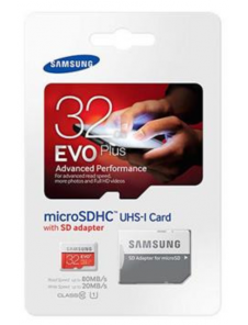 microSDHC 32GB EVO Plus Samsung Class 10 med adapter