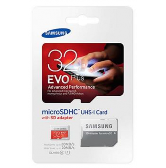 microSDHC 32GB EVO Plus Samsung Class 10 med adapter