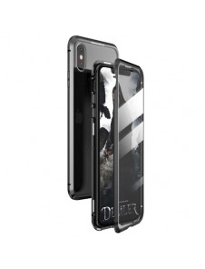 JollyFX Full Magnetisk Fodral Full Body Front och Back Cover + härdat glas för iPhone XR - Svart-transparent
