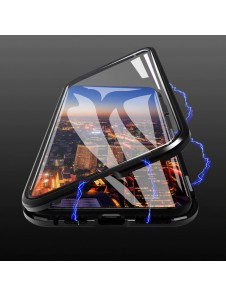 JollyFX Full Magnetisk Fodral Full Body Front och Back Cover + härdat glas för iPhone XR - Svart-transparent