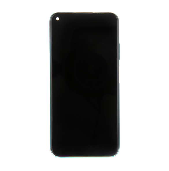 LCD-skärm + pekdon + frontskal Huawei P40 Lite - Krossgrön (servicepaket)