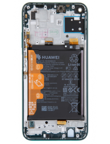 LCD-skärm + pekdon + frontskal Huawei P40 Lite - Krossgrön (servicepaket)