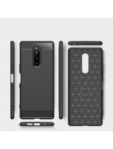 JollyFX Carbon Case Flexible Cover TPU Case for Sony Xperia 1 - Svart